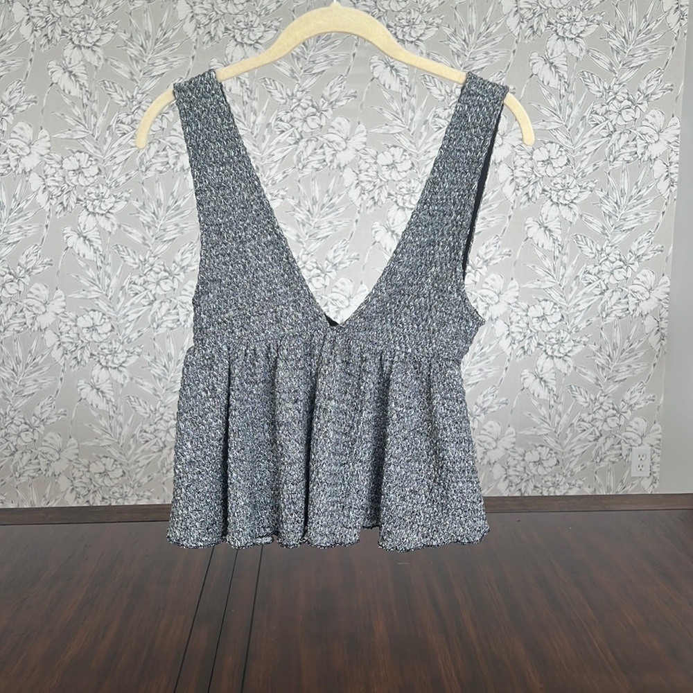 Urban Outfitters Grey Knit Plunging V Neck Top